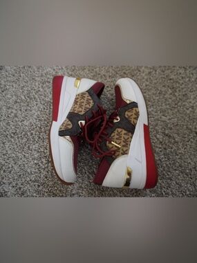 Michael Kors Burgundy, Brown & White Logo Trainer
